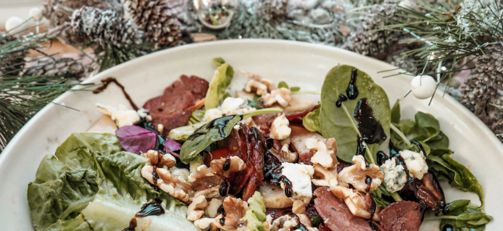 Salami, Blue Cheese, Walnut, Asian Pear & Balsamic Salad Salami, Blue Cheese, Walnut, Asian Pear & Balsamic Salad